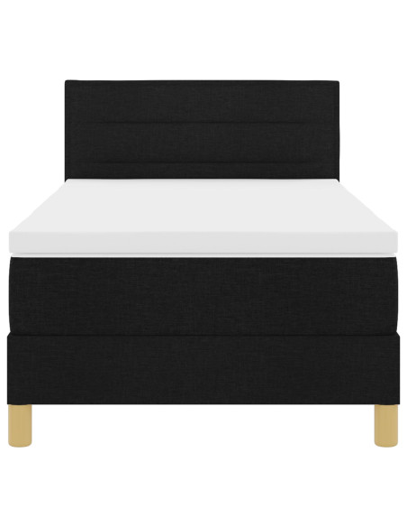 Letto a molle con materasso nero 90x190 cm tessuto