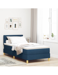 Letto a molle con materasso Blu 90 x 190 cm Tessuto 2