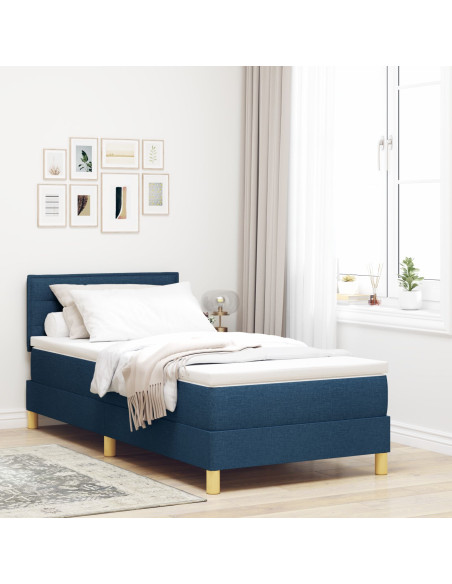Letto a molle con materasso Blu 90 x 190 cm Tessuto