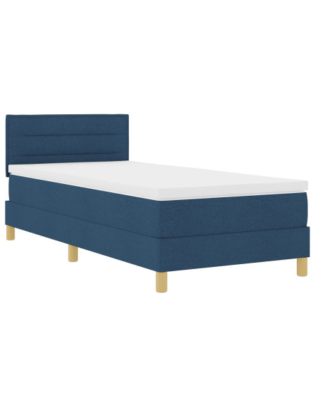 Letto Box Spring Blu con Materasso 90x190 cm Tessuto