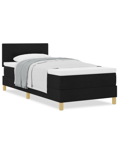 Letto a molle con materasso Nero 80 x 200 cm Tessuto