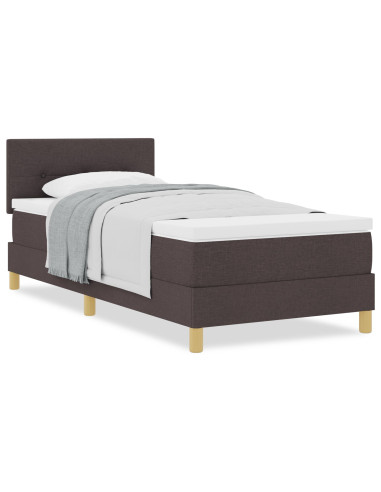 Letto a molle con materasso Marrone Scuro 80 x 200 cm Tessuto