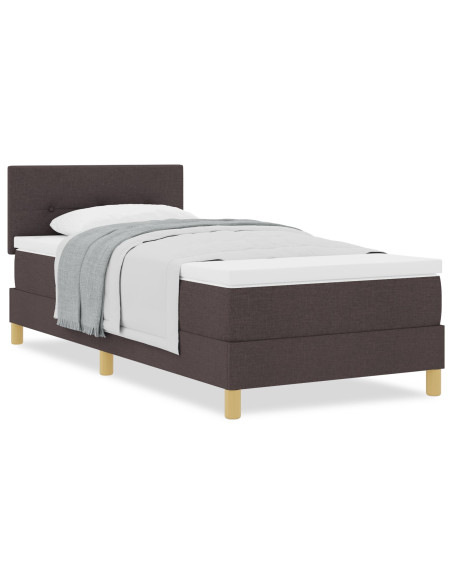 Letto con Box Spring  con Materasso Marrone Scuro 80x200 cm Tessuto