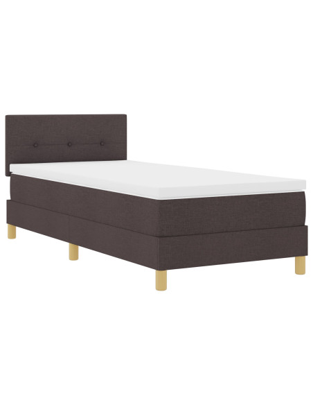 Letto con Box Spring  con Materasso Marrone Scuro 80x200 cm Tessuto