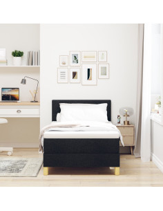 Letto a molle con materasso Nero 90 x 190 cm Tessuto