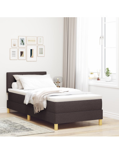 Letto a molle con materasso Marrone Scuro 90 x 190 cm Tessuto