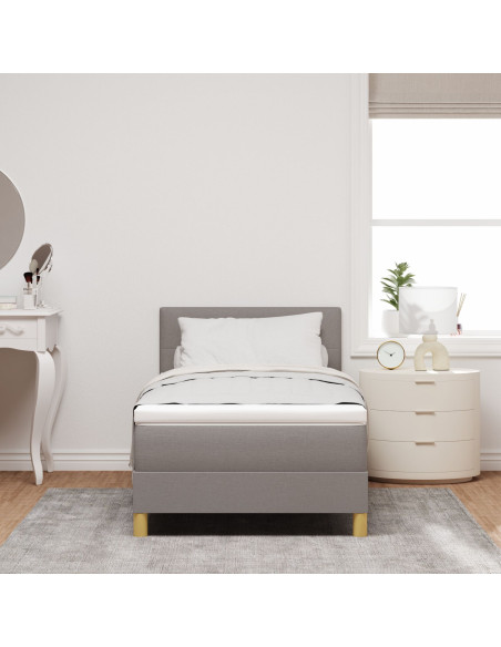 Letto a Piattaforma con Materasso Tortora 90x190 cm Tessuto