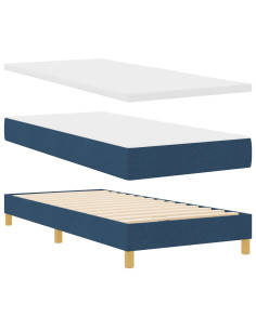 Letto a molle con materasso Blu 90 x 190 cm Tessuto