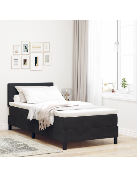 Letto con Box Spring e Materasso Nero 80x200 cm in Velluto