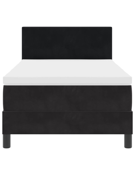 Letto con Box Spring e Materasso Nero 80x200 cm in Velluto