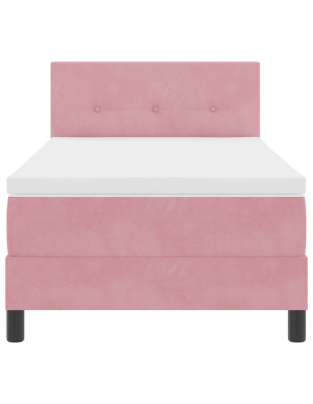 Letto a Box Spring  con Materasso Rosa 80x200 cm in Velluto