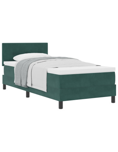 Letto a molle con materasso Verde Scuro 90 x 190 cm Velluto