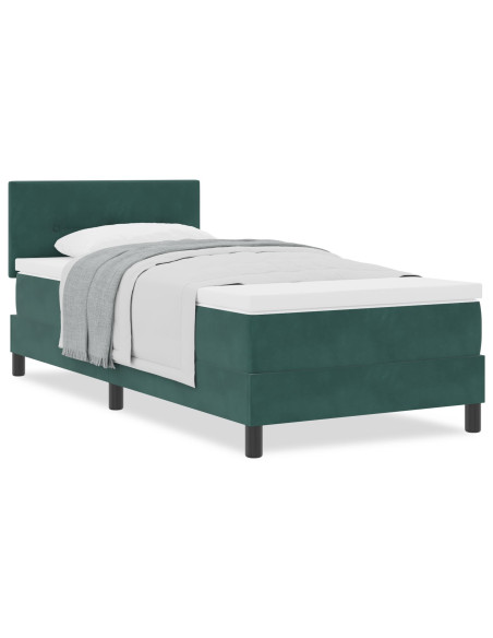 Letto a molle con materasso Verde Scuro 90 x 190 cm Velluto