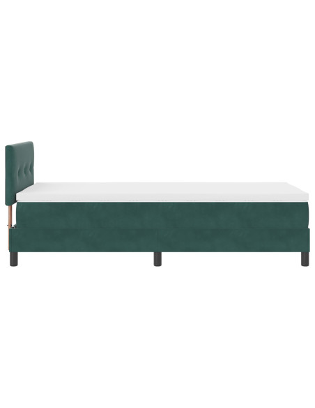 Letto con Rete a Molle e Materasso Verde Scuro Singolo Velluto