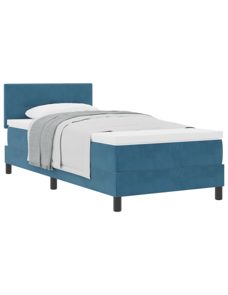Letto a molle con materasso Blu Scuro 90 x 190 cm Velluto