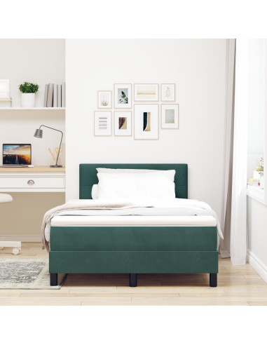Letto a molle con materasso Verde Scuro 120 x 190 cm Velluto