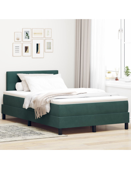 Letto a molle con materasso Verde Scuro 120 x 190 cm Velluto