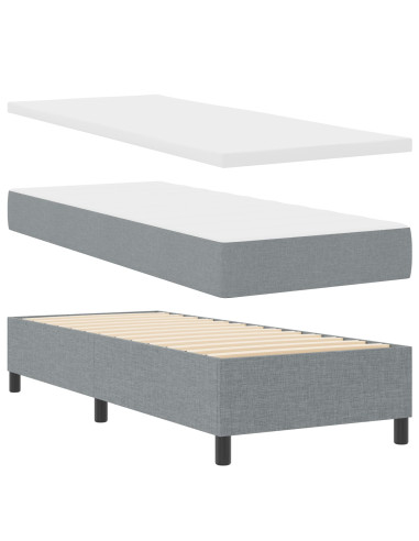 Letto a molle con materasso Grigio chiaro 80 x 200 cm Tessuto