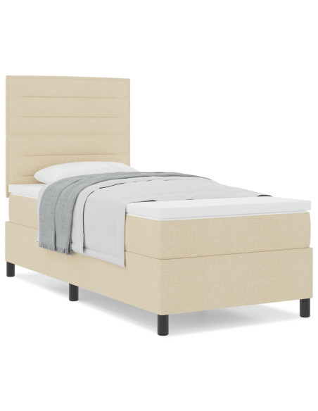 Letto con Box Spring e Materasso Crema 80x200 cm Tessuto