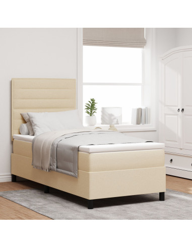 Letto a molle con materasso Crema 80 x 200 cm Tessuto