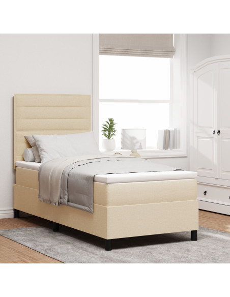 Letto a molle con materasso Crema 80 x 200 cm Tessuto