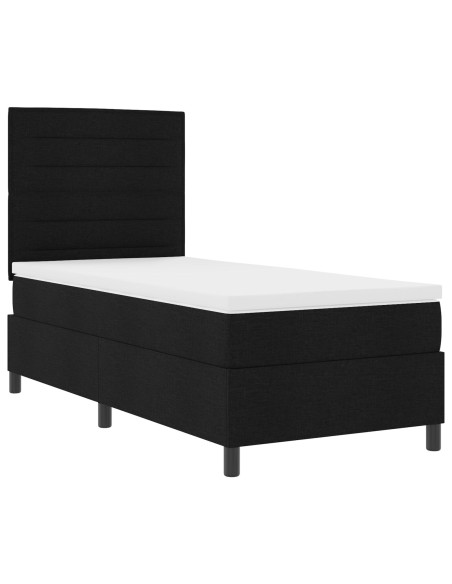 Letto con box spring  e materasso nero singolo in tessuto