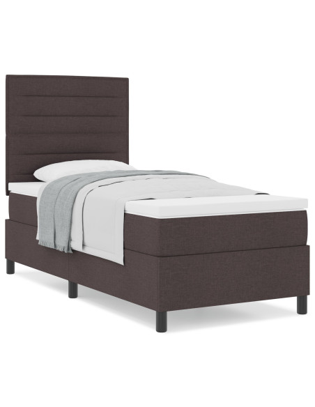 Letto a molle con materasso Marrone Scuro 90 x 190 cm Tessuto