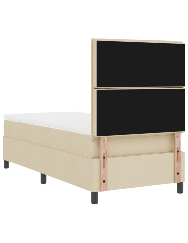 Letto a molle con materasso Crema 90 x 190 cm Tessuto