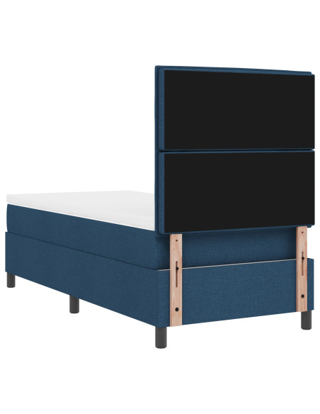 Letto a Molla con Materasso Blu Singolo in Tessuto