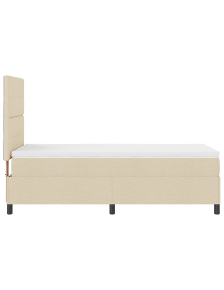 Letto con Box Spring Beige con Materasso 80x200 cm in Tessuto