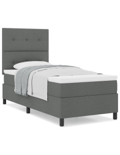 Letto a molle con materasso Grigio scuro 90 x 190 cm Tessuto