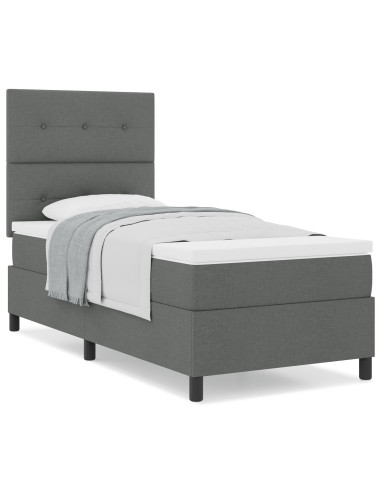 Letto a molle con materasso Grigio scuro 90 x 190 cm Tessuto