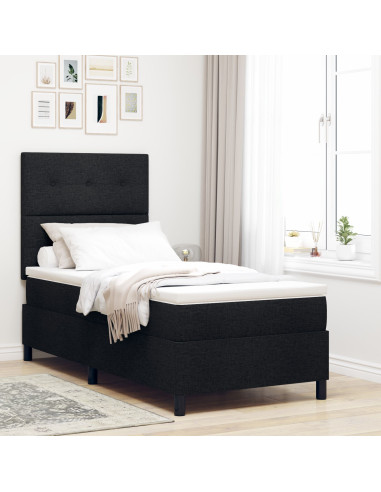 Letto a molle con materasso Nero 90 x 190 cm Tessuto