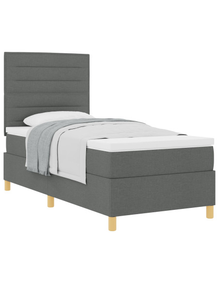 Letto Box Spring con Materasso Grigio Scuro Singolo Tessuto