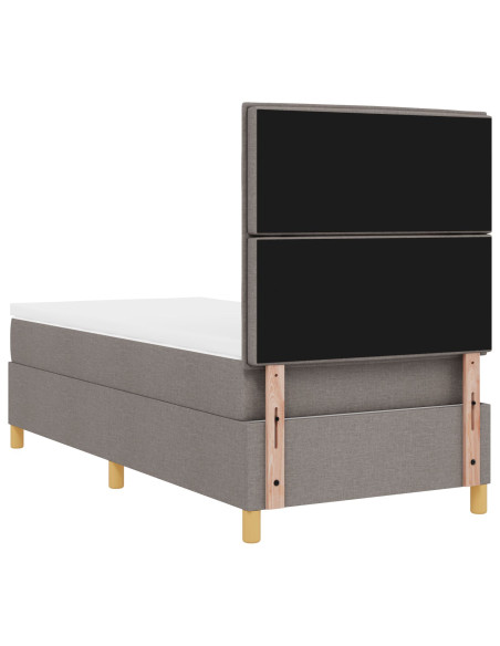 Letto a molle con materasso tortora singolo in tessuto