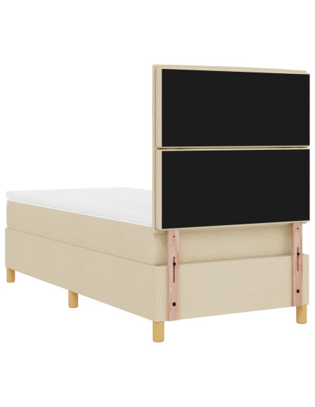 Letto a molle e materasso crema singolo in tessuto