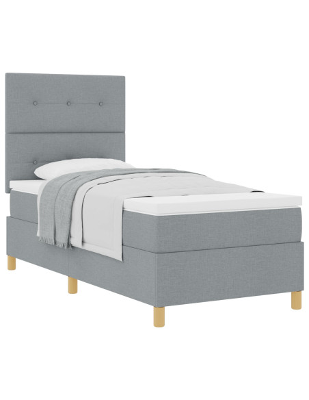 Letto a molle con materasso Grigio chiaro 90 x 190 cm Tessuto