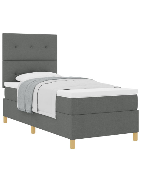 Letto a Molletta con Materasso Grigio Scuro Singolo in Tessuto