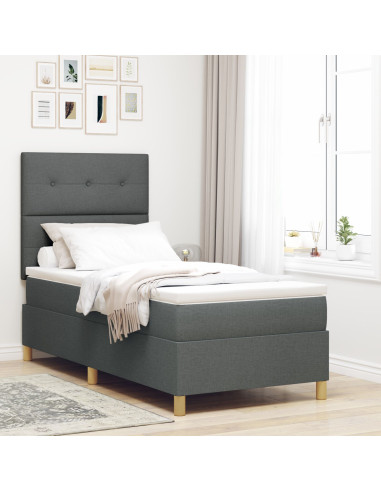 Letto a molle con materasso Grigio scuro 90 x 190 cm Tessuto