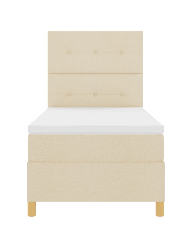 Letto a molle con materasso Crema 90 x 190 cm Tessuto