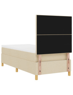 Letto a molle con materasso Crema 90 x 190 cm Tessuto 2