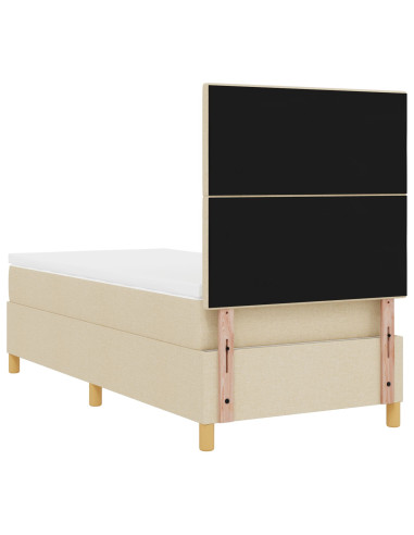 Letto a molle con materasso Crema 90 x 190 cm Tessuto