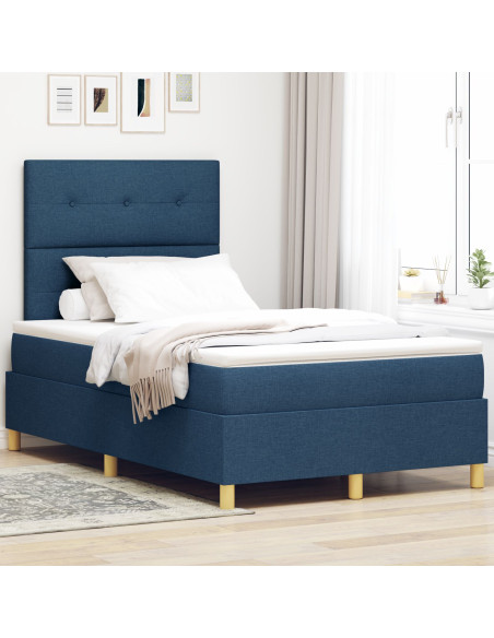 Letto contenitore e materasso blu in tessuto