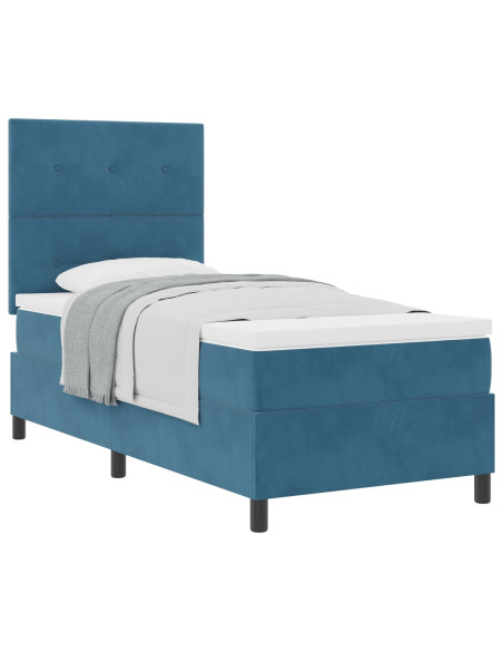 Letto a Rete con Materasso Blu Scuro 80x200 cm in Velluto