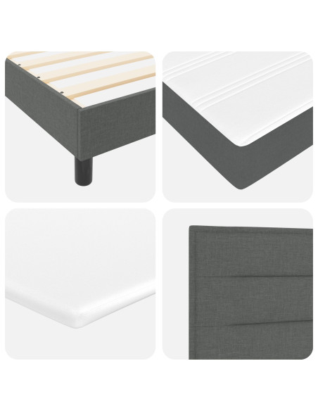 Letto a molle con materasso Grigio scuro 180 x 200 cm Tessuto