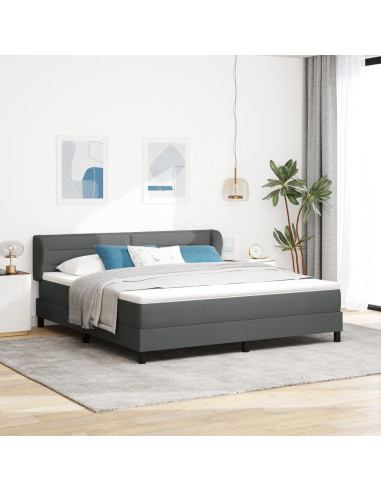 Letto a molle con materasso Grigio scuro 180 x 200 cm Tessuto