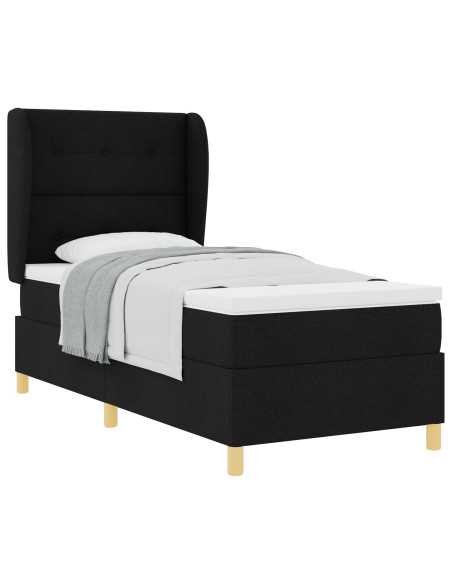 Struttura Letto con Materasso Nero Tessuto 90 x 190 cm