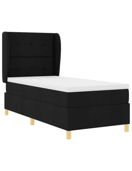 Struttura Letto con Materasso Nero Tessuto 90 x 190 cm