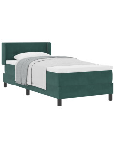 Letto a molle con materasso Verde Scuro 190 x 90 cm Poliestere