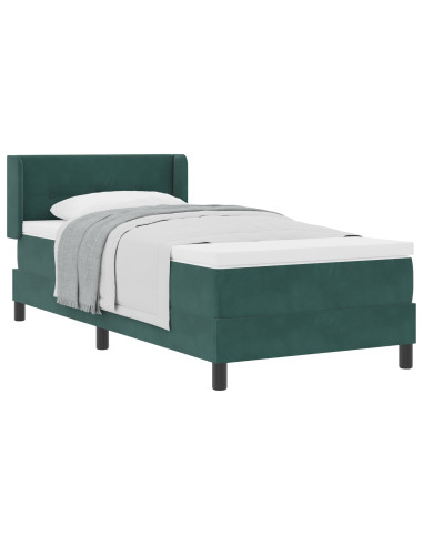 Letto a molle con materasso Verde Scuro 190 x 90 cm Poliestere